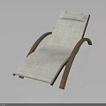 Modern Lounge Chair with White Linen Cushion and Wooden Curved Frame Design