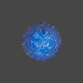 Blue Cone Shaped Object With Water Ripple Texture Against Gray Background