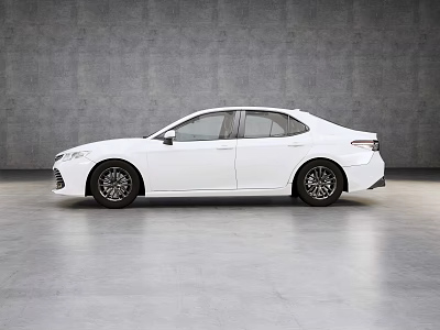 White Sedan Side View In Spacious Gray Background With Black Wheels And Sleek Body Lines 3d model