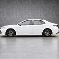 White Sedan Side View In Spacious Gray Background With Black Wheels And Sleek Body Lines