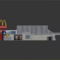 McDonald's Restaurant Building Modern Exterior Design With Red Yellow Logo Sloped Roof And Entrance Area