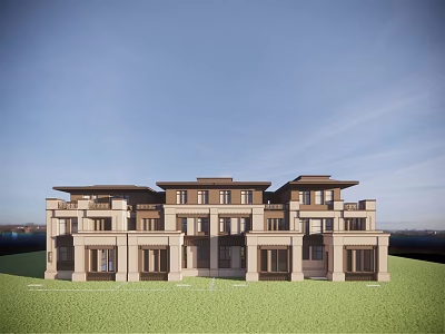 New Chinese Townhouse Double-row Villa 3d model