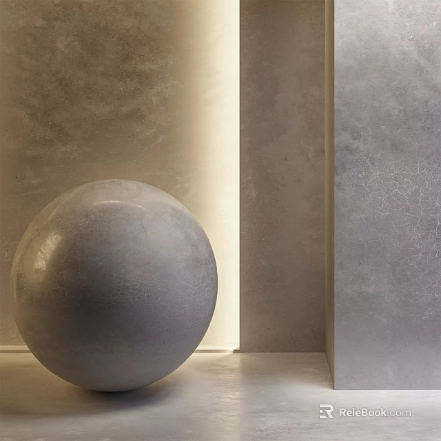 Modern Concrete Sphere Component With Grey Wall And Warm Lighting Accent 3d model