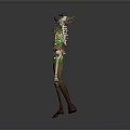 Fantasy Plant Skeleton Hybrid Character Standing With Green Vines And Purple Flowers