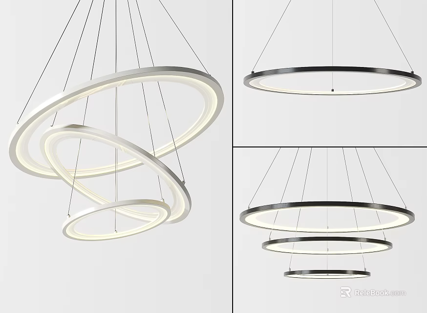 Modern Circular Ring Pendant Lights With Multiple Layers And LED Illumination Design 3d model