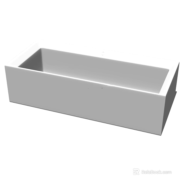 Modern Freestanding Bathtub With Minimalist White Design And Rectangular Shape 3d model 