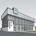 Modern Industrial Factory Building Exterior With Geometric Roof And Large Windows