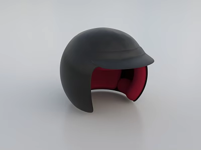 Sleek Black Helmet With Red Interior Lining And Smooth Surface Design 3d model
