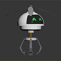 Futuristic Small Robot With Helicopter Propeller Green Eyes And Metal Legs