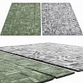 Contemporary Square Rugs With Green And Gray Geometric Textured Patterns For Home Decor