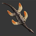 Realistic Plesiosaur Dinosaur Toy With Purple White Body And Orange Feet