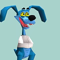 Blue Cartoon Style Game Movie Character With Long Ears Black Nose And Open Mouth