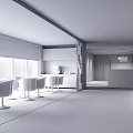 Modern Front Desk Reception Interior With Large Windows White Chairs And Marble Flooring 3d model
