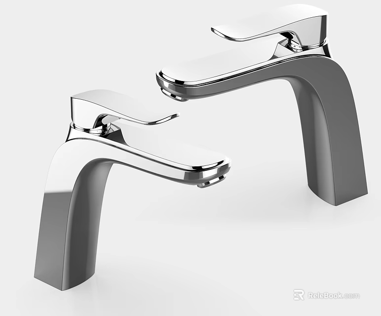Modern Sleek Chrome Bathroom Faucet Design With Polished Metal Finish And Contemporary Style 3d model 