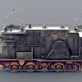 Vintage Electric Train Featuring Rusty Exterior And Pantographs 3d model