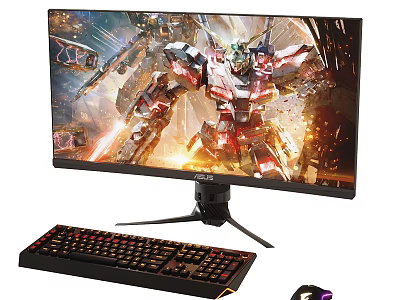 ASUS Gaming Monitor With Mechanical Keyboard Mouse And Dynamic Mecha Gaming Visuals 3d model