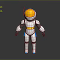 Robot Sculpture with Orange Helmet White Body Yellow Belt and Blue Details Modern 3D Carving