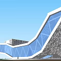 Modern Curved Architecture With Glass Facade Geometric Structure And Blue Sky