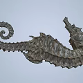 Unique Detailed Seahorse Sculpture With Spiral Tail And Textured Body Design
