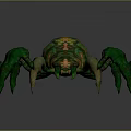 Green Spider Game Movie Character With Colorful Striped Body And Multiple Legs