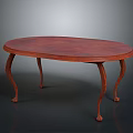 Elegant Oval Shaped Wooden Dining Table With Curved Legs And Ball Feet