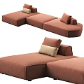 Modern Modular Sectional Sofa With Brown Upholstery Multiple Configurations And Striped Cushions 3d model
