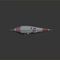 Futuristic Sci Fi Gun With Silver Red Accents And E LZR Wing Design