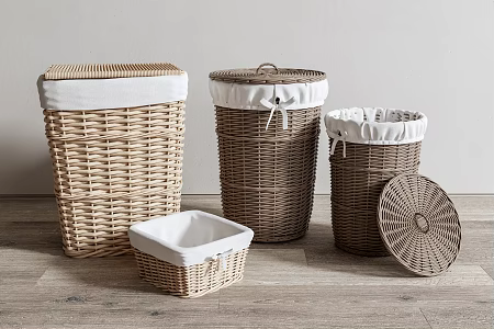Modern Storage Basket Rattan Storage Basket Dirty Clothes Basket 3d model