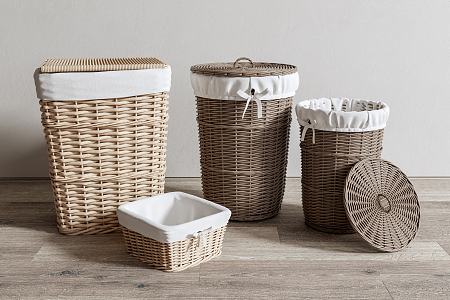 Modern Storage Basket Rattan Storage Basket Dirty Clothes Basket 3d model