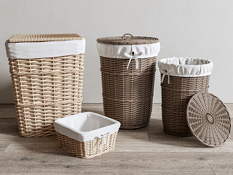 Modern Storage Basket Rattan Storage Basket Dirty Clothes Basket 3d model