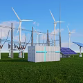 Renewable Energy Industrial Equipment with Wind Turbines Solar Panels and Power Distribution Systems