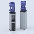 Home Use Standing Water Dispensers With Blue Bottles Gray Bodies And Water Outlets