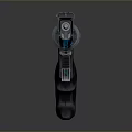 Futuristic Sci Fi Pistol With Mechanical Metal Design And Blue Accents