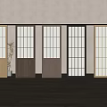 Japanese-style log-style sliding door Japanese-style sliding door log-style sliding door grille door and paper sliding door Japanese-style sliding door 3d model