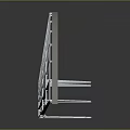 Fan Shaped Furniture Structure With Metal Frame Cross Bars And Wooden Border