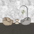 Modern Lazy Sofa Single Chair Combination 3d model