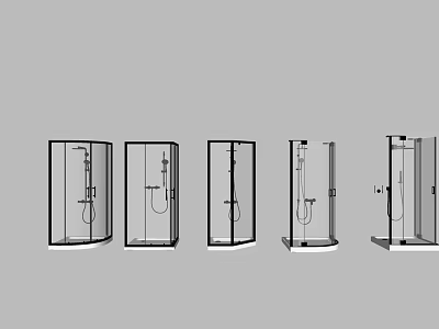 Modern Shower Head Designs In Various Enclosure Styles For Bathroom Use 3d model