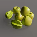 Ceramic Serving Plate Adorned With Fresh Green Apples And Ripe Star Fruits