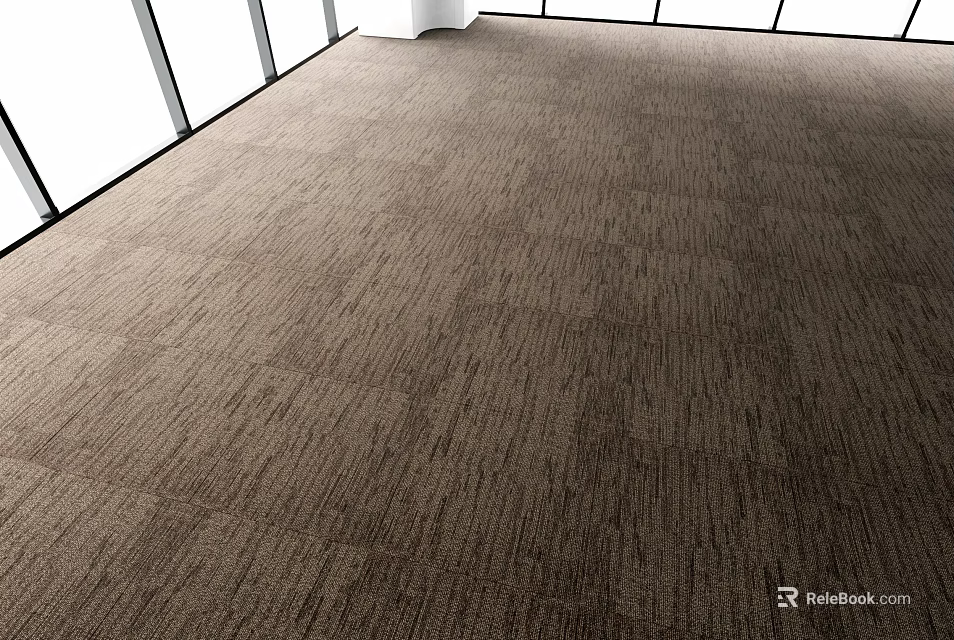 Brown Textured Striped Carpet For Large Area Interior Floor With Natural Lighting 3d model 