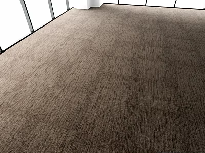 Brown Textured Striped Carpet For Large Area Interior Floor With Natural Lighting 3d model