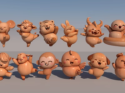 12 Zodiac Cartoon 12 Zodiac Cartoon Animals 3d model