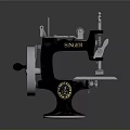 Vintage Singer Sewing Machine With Classic Black Body And Silver Mechanical Parts