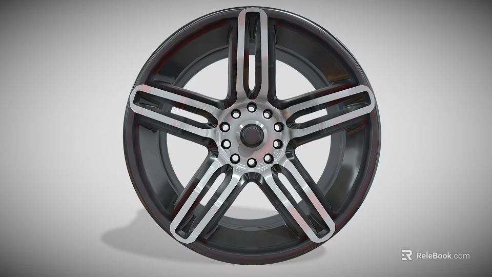 Modern Black Silver Tire With Multiple Stylish Spokes And Alloy Rim Design 3d model 