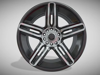 Modern Black Silver Tire With Multiple Stylish Spokes And Alloy Rim Design 3d model
