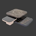Modern Nesting Square Coffee Tables With Luxury Marble And Mirror Polished Elegant Tabletop Designs