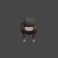 Realistic 3D Hippo Model With Open Mouth And Gray Body Features