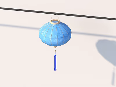 Blue Decorative Hanging Lantern With Tassel As Household Item For Home Use 3d model