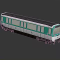 Turquoise and White Model Train with Dark Roof Multiple Windows on Reflective Surface