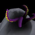 Game and Movie Character Purple Tentacles With Yellow Spots On Gray Rock