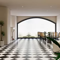 Modern Beauty Hair Salon Interior With White Styling Chairs Marble Floor Large Screen And Green Plants